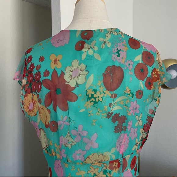 Vintage 1990s Y2K iCe Boho Fairy Floral SIlk Beaded Maxi Dress - Picture 6 of 12